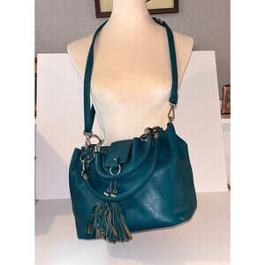 Charming Charlie Teal Satchel Crossbody Bag – Convertible Shoulder Handbag